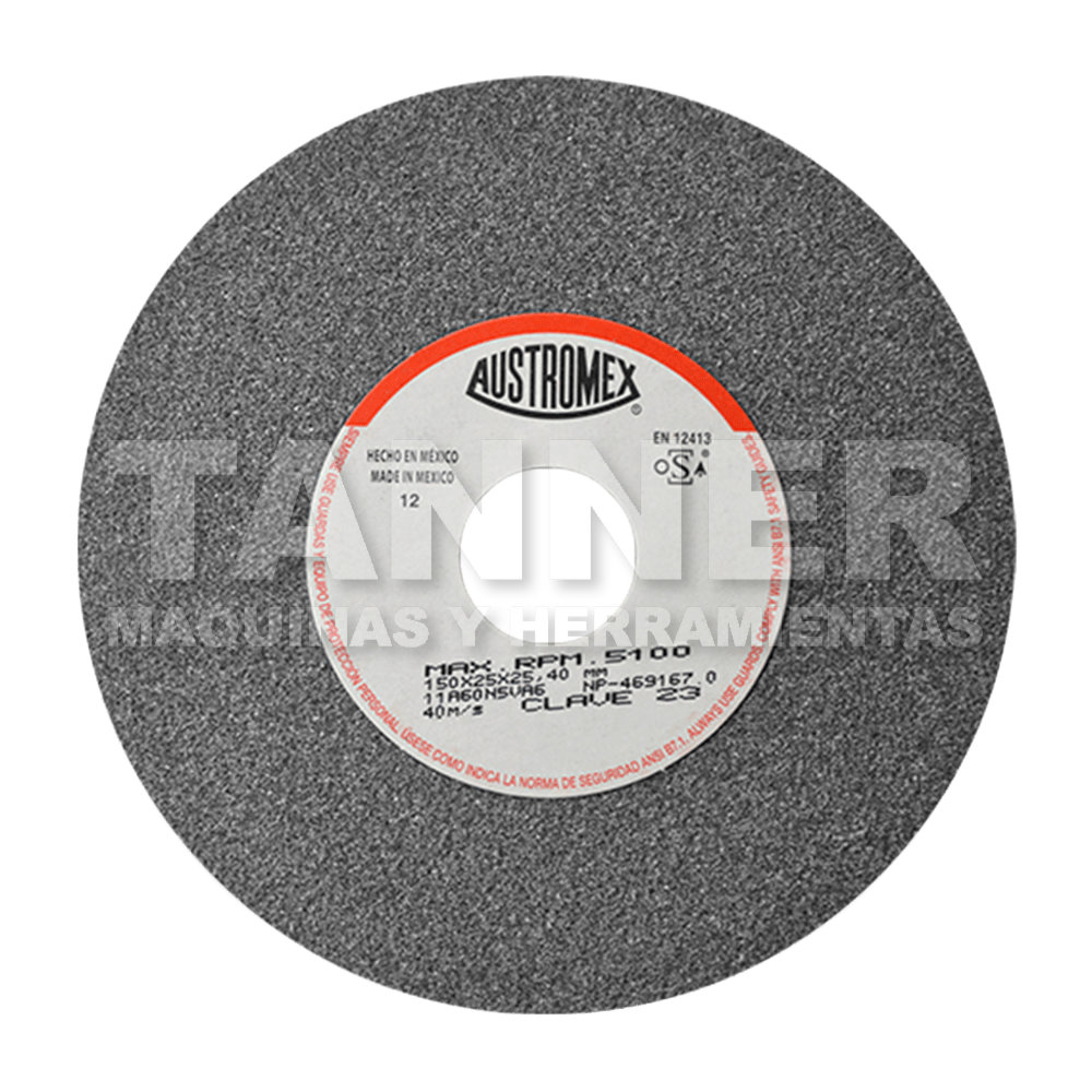 RUEDA ABRASIVA VITRIFICADA PARA ESMERILADO DE METAL 150X25X25.40 11A60N5VA6