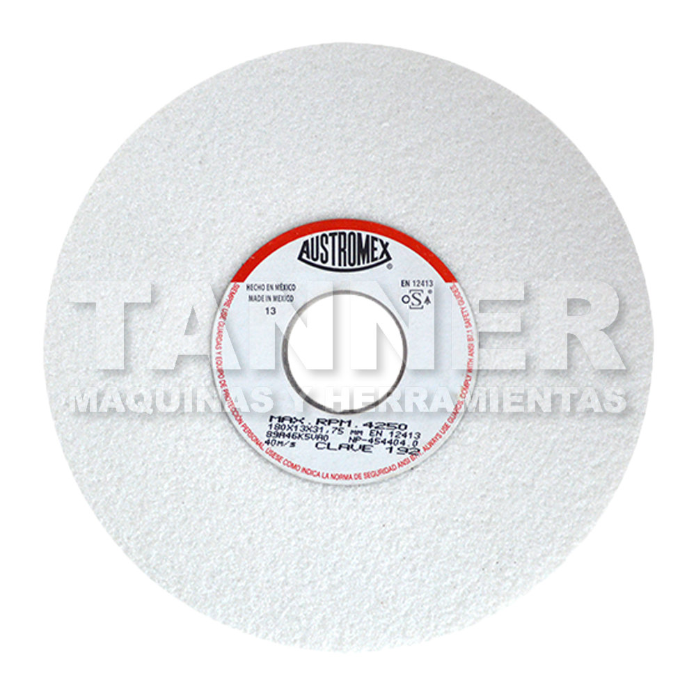 RUEDA BLANCA VITRIFICADA PARA ESMERILADO DE ACERO 180X13X31.75 89A46K5VA0