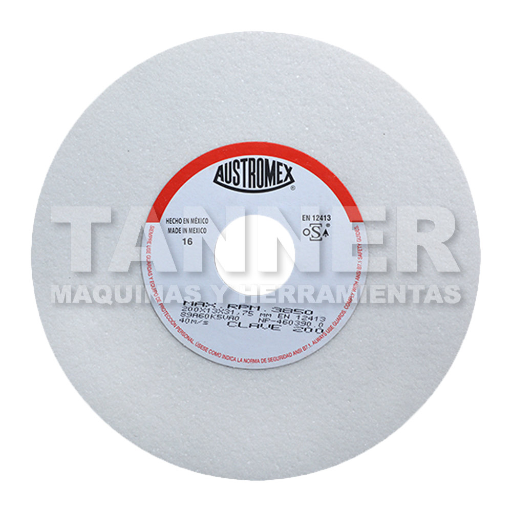 RUEDA BLANCA VITRIFICADA PARA ESMERILADO DE ACERO 200X13X31.75 89A60K5VA0