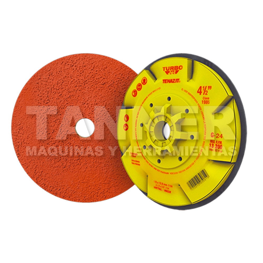 FIBRODISCO DE GRANO CERAMICO PLUS CON RESPALDO ABS - TURBO JET GRANO 24 115 x 15.9-11