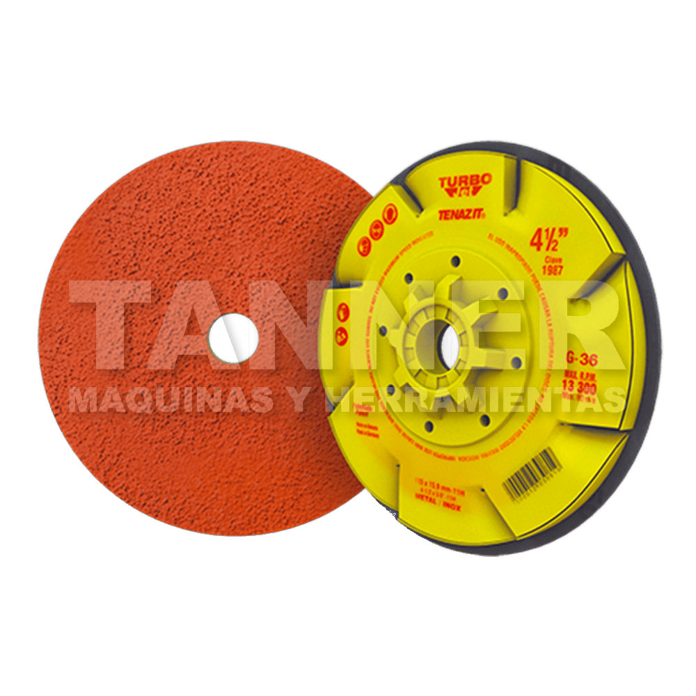 FIBRODISCO DE GRANO CERAMICO PLUS CON RESPALDO ABS - TURBO JET GRANO 36 115 x 15.9-11